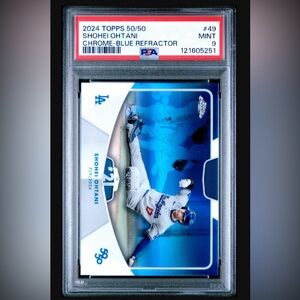 2024 Topps Chrome 50/50 Shohei Ohtani #49 SB 21 Blue Refractor /150 - PSA 9
